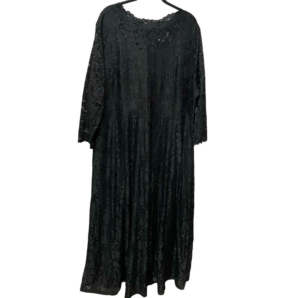 Womens Gothic Lace Maxi Dress 3X Long Sleeve Modest Witchy Party Semi Sheer